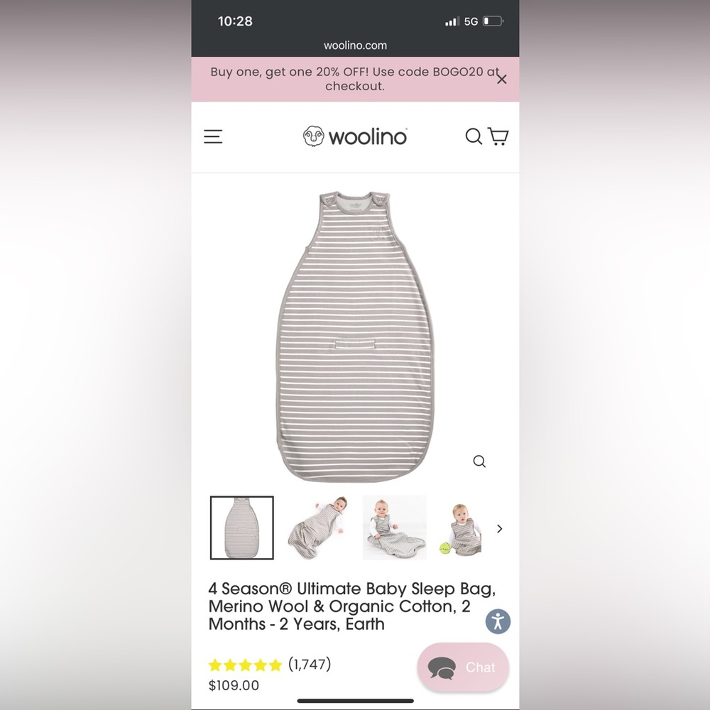 Woolino sleep sack 2 months - 2 years